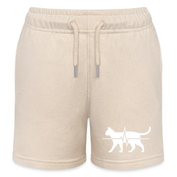 Katze Herzschlag EKG Linie Clean Vektor - Kinder Organic Joggingshorts Mini Bolter von Stanley/Stella - Natur - Vorne