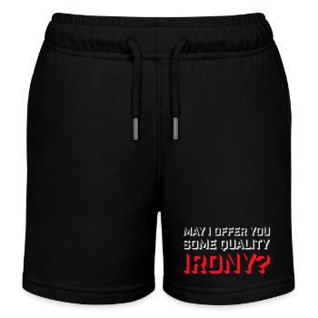 May I Offer You Some Quality Irony Lustiger Spruch - Kids Organic Sweat Shorts by Stanley/Stella - black - Front