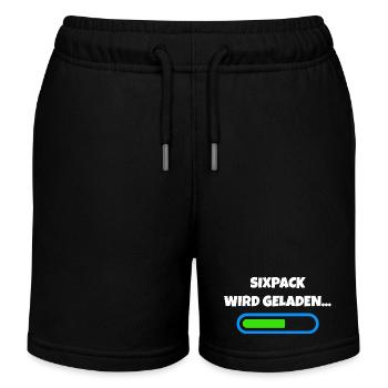 Sixpack wird geladen - Fitness Fortschritt - Kinder Organic Joggingshorts Mini Bolter von Stanley/Stella - Schwarz - Vorne
