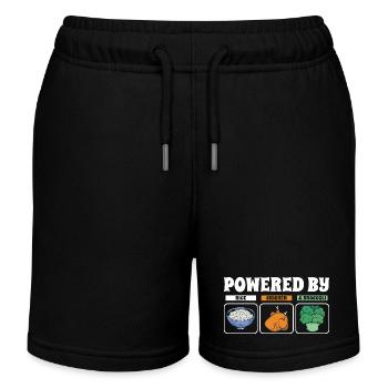 Powered By Rice Chicken Broccoli - Kids Organic Sweat Shorts by Stanley/Stella - black - Front