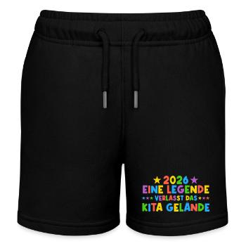 2026 Eine Legende Kita Absolvent - Kinder Organic Joggingshorts Mini Bolter von Stanley/Stella - Schwarz - Vorne