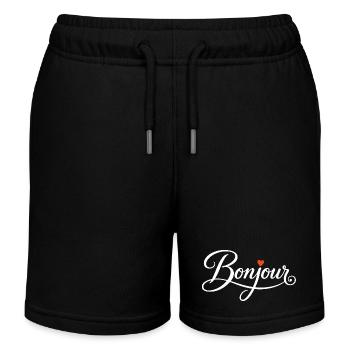 Bonjour with Love Heart in French France - Kinder Organic Joggingshorts Mini Bolter von Stanley/Stella - Schwarz - Vorne