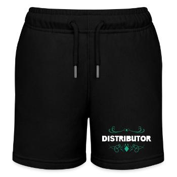 Distributor logo with floral ornaments - Kids Organic Sweat Shorts by Stanley/Stella - black - Front