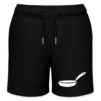 Pfanne Topf kochen Symbol weiß Geschenk Koch  - Kinder Organic Joggingshorts Mini Bolter von Stanley/Stella - Schwarz - Vorne