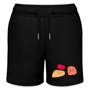 Lineart crab with color background - Kids Organic Sweat Shorts by Stanley/Stella - black - Front