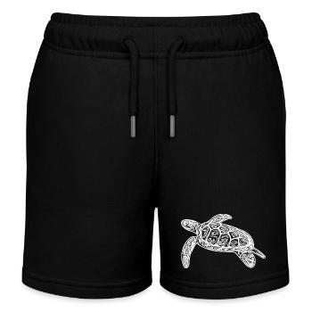 Small floating turtle - Kids Organic Sweat Shorts by Stanley/Stella - black - Front