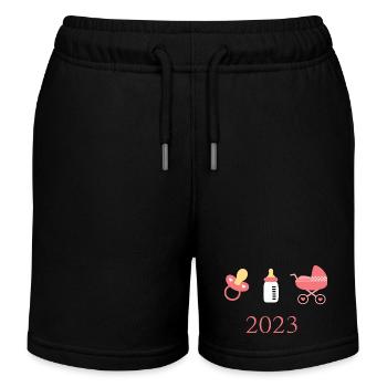 Modèle Naissance Fille Bébé 2023 Personnalisable - Short de jogging enfant bio Stanley/Stella - noir - Devant