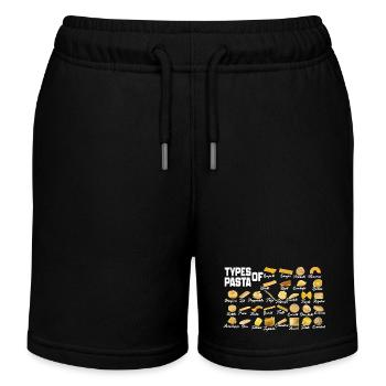 Types Of Pasta From A to Z, Pasta Breeds List - Kids Organic Sweat Shorts by Stanley/Stella - black - Front