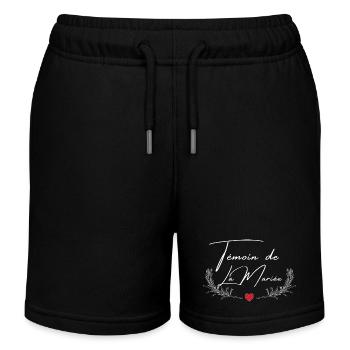 témoin de la mariée -tshirt assorti - Short de jogging enfant bio Stanley/Stella - noir - Devant