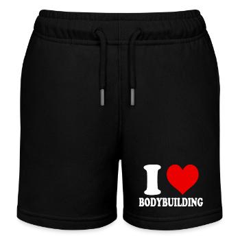 J’aime la musculation coeur drôle spirituel - Short de jogging enfant bio Stanley/Stella - noir - Devant