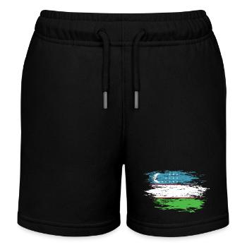 Uzbekistan Flagge used - Kinder Organic Joggingshorts Mini Bolter von Stanley/Stella - Schwarz - Vorne