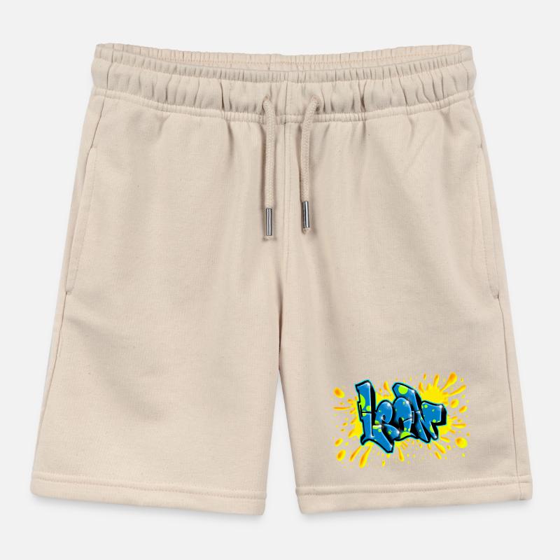 Leon graffiti splash name printable on everything Kids Organic Sweat Shorts by Stanley/Stella