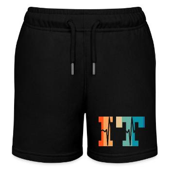 Heartbeat Retro Informationstechnologie - Kinder Organic Joggingshorts Mini Bolter von Stanley/Stella - Schwarz - Vorne