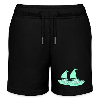 Zwei Segelschiffe Gesichter Cartoon Team Wettkampf - Kinder Organic Joggingshorts Mini Bolter von Stanley/Stella - Schwarz - Vorne