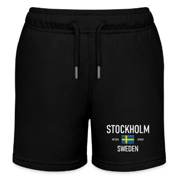 Stockholm - Sweden - Sverige Flag Coordinates - Kids Organic Sweat Shorts by Stanley/Stella - black - Front