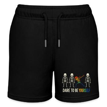 Squelette de Dabbing Coloré « Dare To Be Yourself » - Short de jogging enfant bio Stanley/Stella - noir - Devant