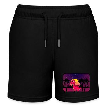 Dino Retro Wave - Kinder Organic Joggingshorts Mini Bolter von Stanley/Stella - Schwarz - Vorne