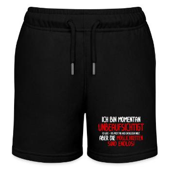 Sans surveillance – Chemise amusante pour retraité - Short de jogging enfant bio Stanley/Stella - noir - Devant