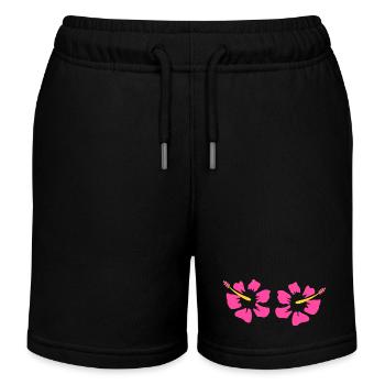 Flower Pink Pink Flower Flowers Pink Pink Flowers - Kids Organic Sweat Shorts by Stanley/Stella - black - Front