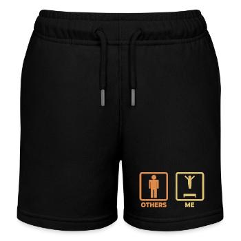 Trampolin Strichmännchen - Kinder Organic Joggingshorts Mini Bolter von Stanley/Stella - Schwarz - Vorne