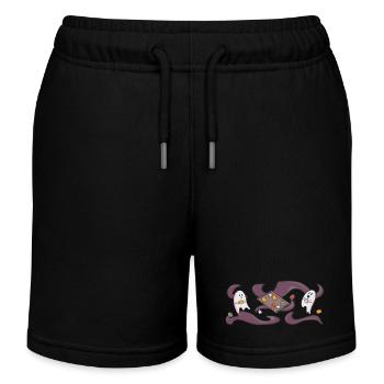 Ghosts Baking Cookies - Wide Motif - Kids Organic Sweat Shorts by Stanley/Stella - black - Front