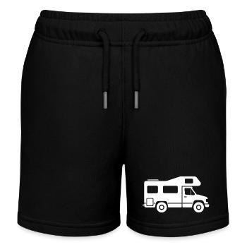 Motorhome Silhouette Camping Family - Kids Organic Sweat Shorts by Stanley/Stella - black - Front