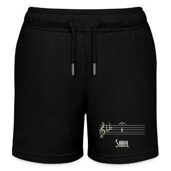 Shhh Stille Melodie Noten - Kinder Organic Joggingshorts Mini Bolter von Stanley/Stella - Schwarz - Vorne