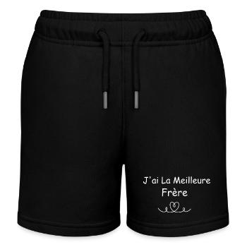 I have the best brother heart - Kids Organic Sweat Shorts by Stanley/Stella - black - Front