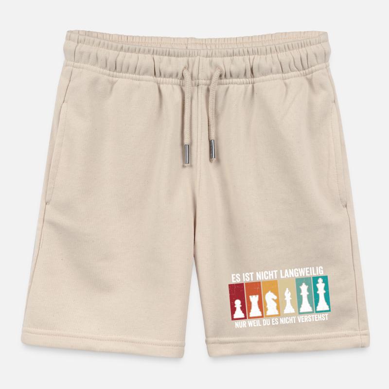 Retro Chess Pieces – Vintage Chess Design Kids Organic Sweat Shorts by Stanley/Stella