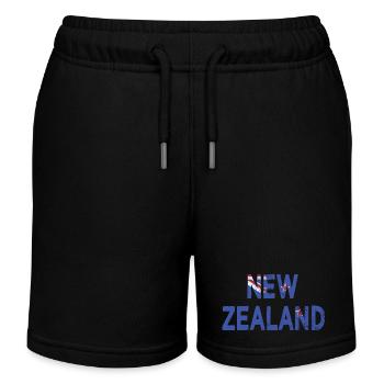 New Zealand Logo New Zealand Flag Of New Zealand - Kids Organic Sweat Shorts by Stanley/Stella - black - Front