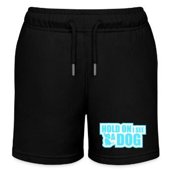 Hold On I See A Dog Hund Lustig Abgelenkt Spruch - Kinder Organic Joggingshorts Mini Bolter von Stanley/Stella - Schwarz - Vorne