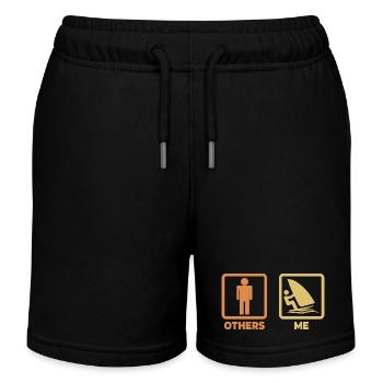 Funny Windsurfer Stick Figure - Kids Organic Sweat Shorts by Stanley/Stella - black - Front