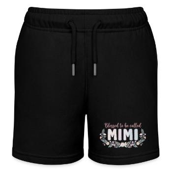 Mimi Granny Flowers Gift Cute Grandma - Kids Organic Sweat Shorts by Stanley/Stella - black - Front