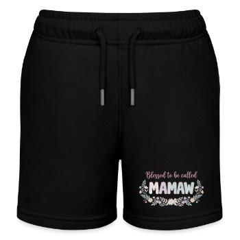 Mamaw Granny Flowers Gift Cute Grandma - Kids Organic Sweat Shorts by Stanley/Stella - black - Front