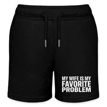 My wife is my favorite problem - Kids Organic Sweat Shorts by Stanley/Stella - black - Front