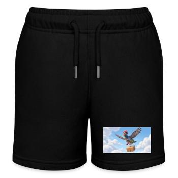 Cute Flying Postal Pigeon Delivering Package - Kids Organic Sweat Shorts by Stanley/Stella - black - Front