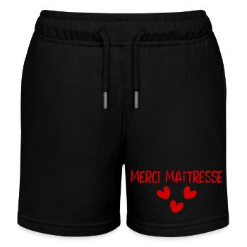 MERCI. MERCI MAÎTRESSE. CADEAU MAÎTRESSE. VACANCES - Short de jogging enfant bio Stanley/Stella - noir - Devant