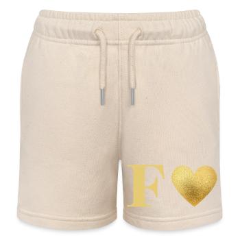 Buchstabe f goldenes Herz - Kinder Organic Joggingshorts Mini Bolter von Stanley/Stella - Natur - Vorne