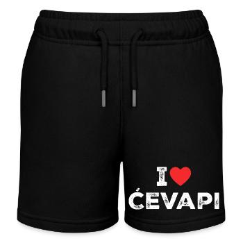 I Love Cevapi - I Heart Cevapi - Balkan Food - Kinder Organic Joggingshorts Mini Bolter von Stanley/Stella - Schwarz - Vorne