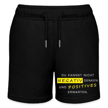 Negativ denken und positives Erwarten geht nicht - Kinder Organic Joggingshorts Mini Bolter von Stanley/Stella - Schwarz - Vorne