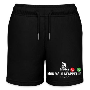 Mon vélo m'appelle je dois y aller ! cadeau vélo - Short de jogging enfant bio Stanley/Stella - noir - Devant