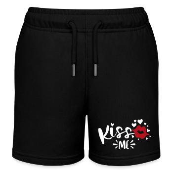 Kiss me Valentinstag Kussmund - Kinder Organic Joggingshorts Mini Bolter von Stanley/Stella - Schwarz - Vorne