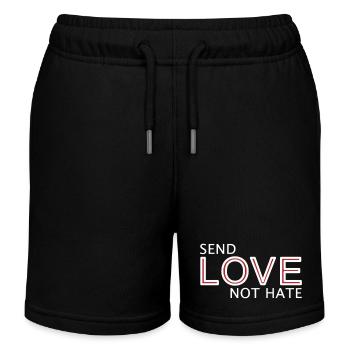 Send Love Not Hate Statement - Kinder Organic Joggingshorts Mini Bolter von Stanley/Stella - Schwarz - Vorne
