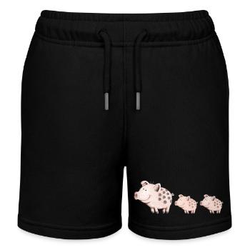 Schweine Familie - Kinder Organic Joggingshorts Mini Bolter von Stanley/Stella - Schwarz - Vorne