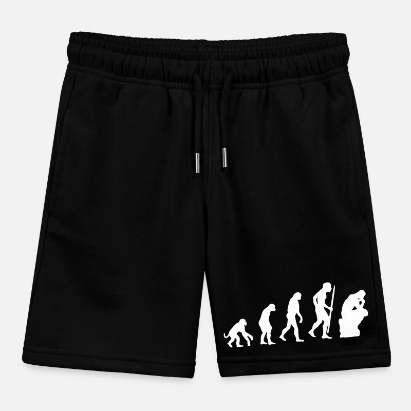 Evolution of thinker philosophy philosopher funny Kids Organic Sweat Shorts by Stanley/Stella