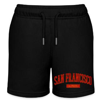San Francisco Vintage Uni Lettering - Kids Organic Sweat Shorts by Stanley/Stella - black - Front