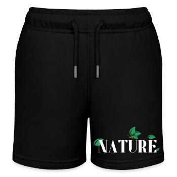 Nature Leaves Serif Logo - Kinder Organic Joggingshorts Mini Bolter von Stanley/Stella - Schwarz - Vorne