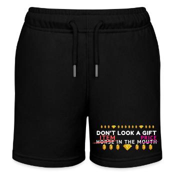 Don't Look A Gift Horse In Mouth Meme - Kids Organic Sweat Shorts by Stanley/Stella - black - Front