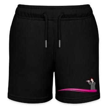 Flötist auf Welle | Flute player on a wave - Kinder Organic Joggingshorts Mini Bolter von Stanley/Stella - Schwarz - Vorne