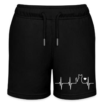Herzschlag Katzenliebhaber - Kinder Organic Joggingshorts Mini Bolter von Stanley/Stella - Schwarz - Vorne